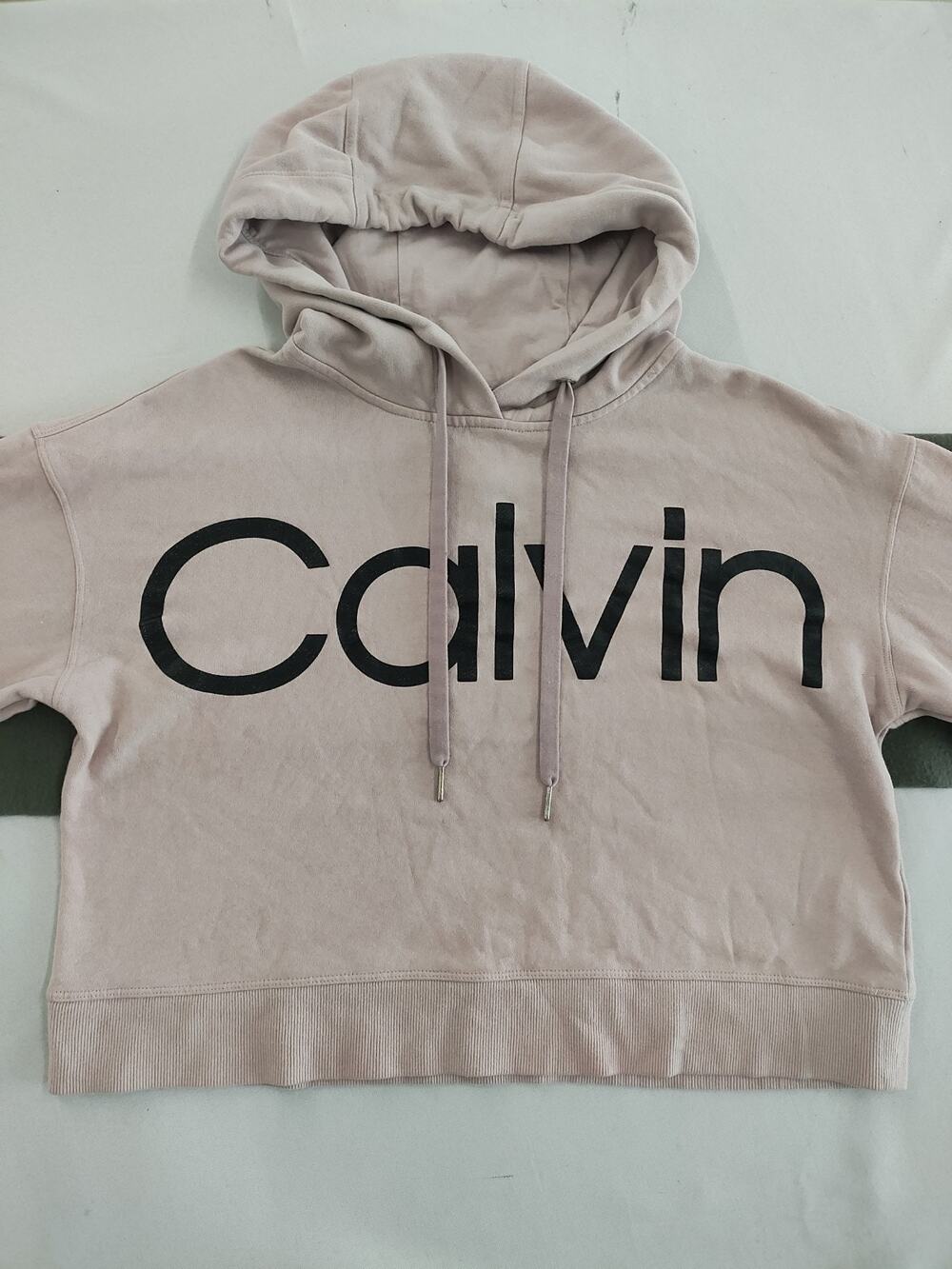 Calvin Klein Logo Woman’s Performance Cropped Sweatshirt Hoodie Size XS Lavender